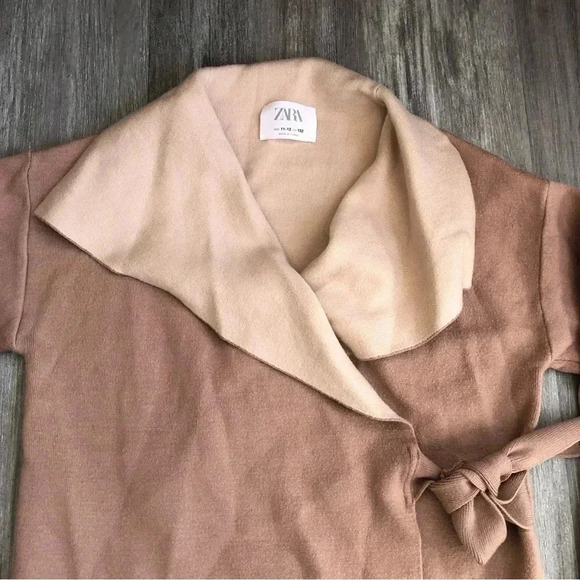 Zara kids‎ Girls Knit Cardigan with Waist Tie Tan/ Beige 11-12y - Picture 2 of 8